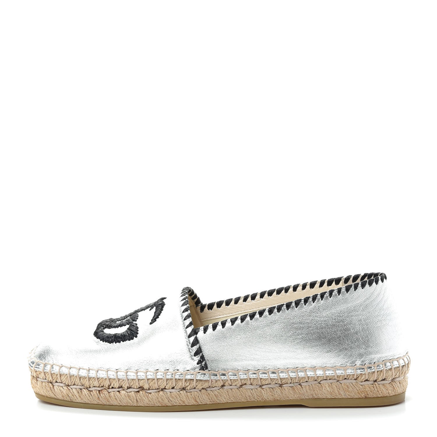 Gucci Metallic Nappa GG Marmont Espadrilles 37 Silver 1 of 11