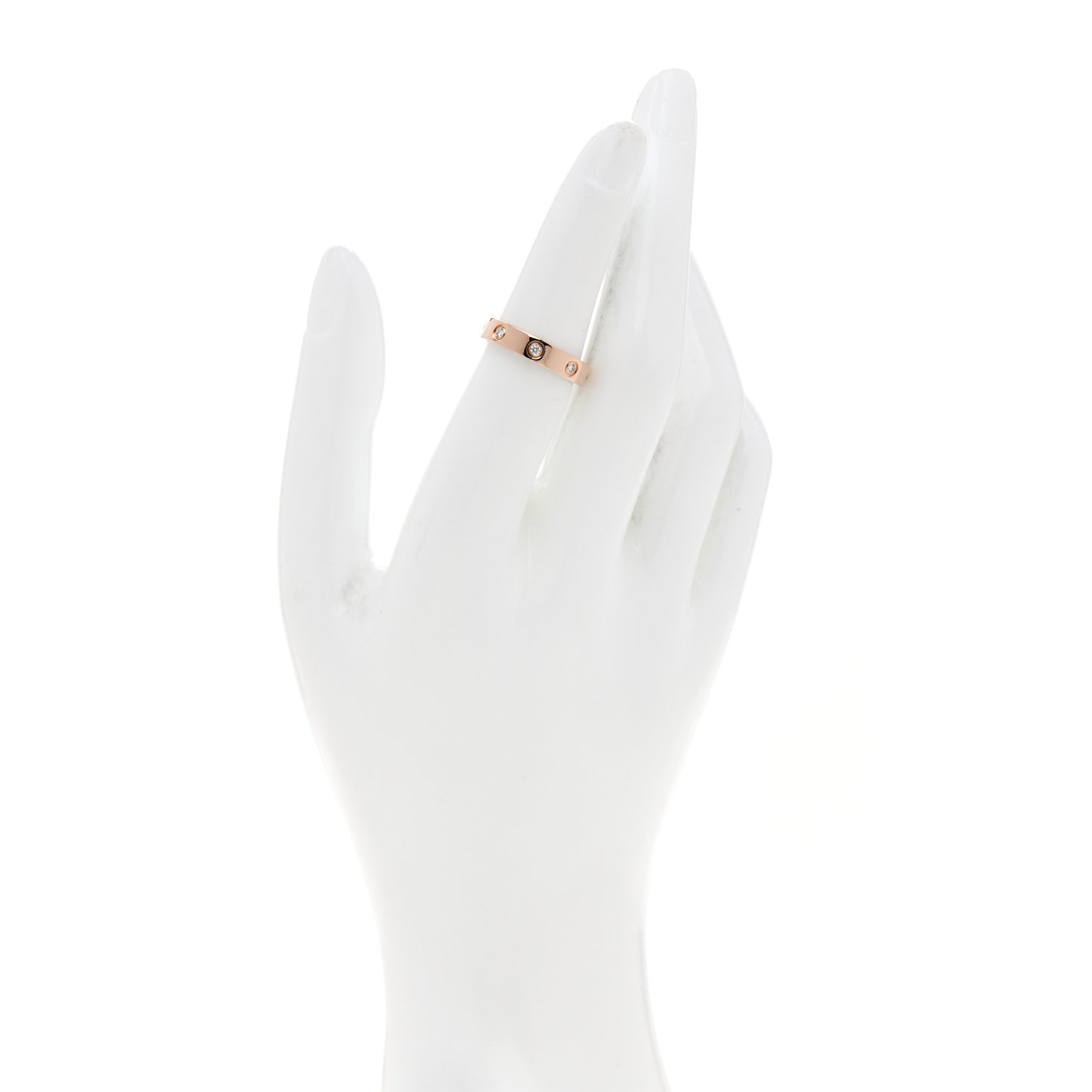 18K Pink Gold 8 Diamond 4mm LOVE Wedding Band Ring 52 6
