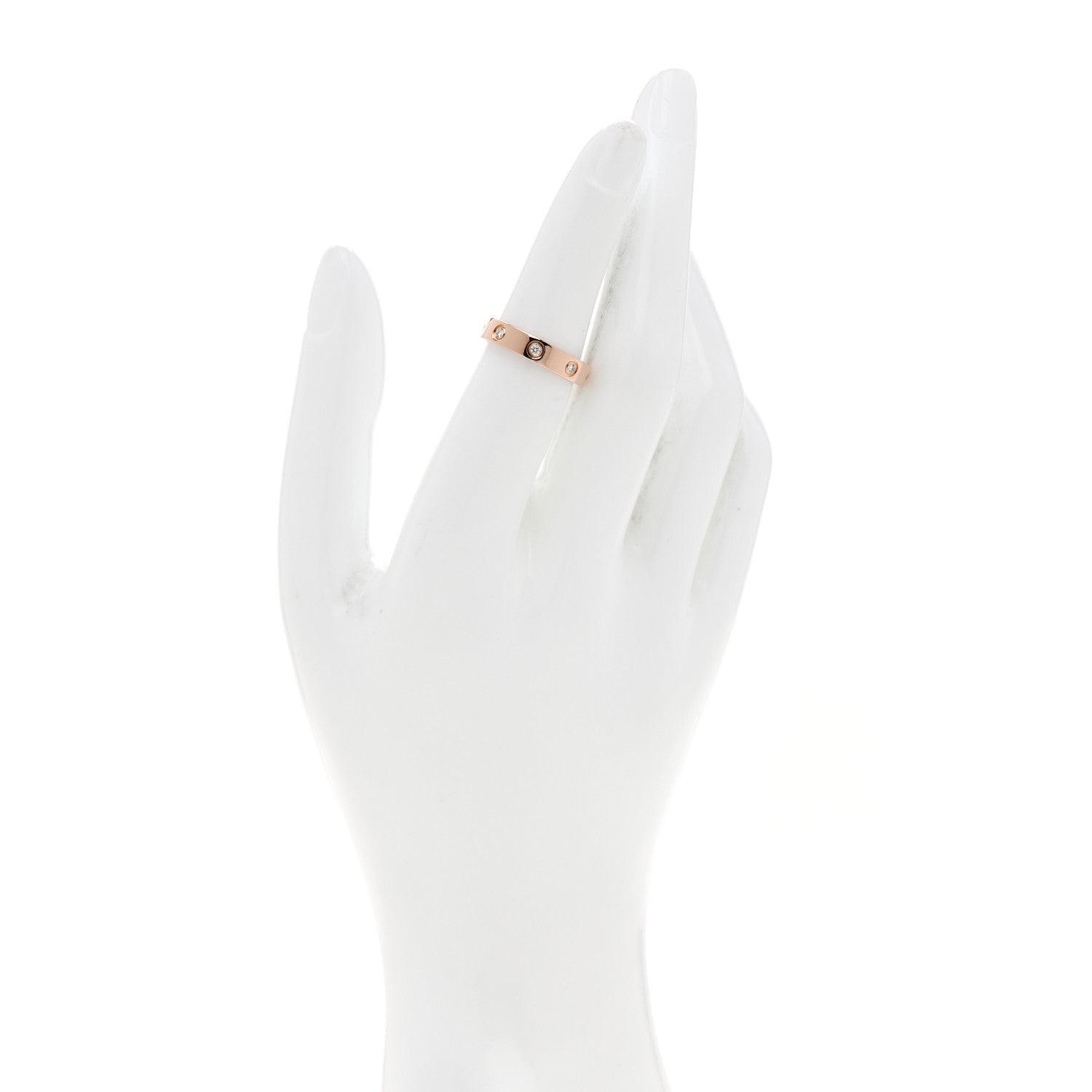 Cartier 18K Pink Gold 8 Diamond 4mm LOVE Wedding Band Ring 52 6 2 of 5
