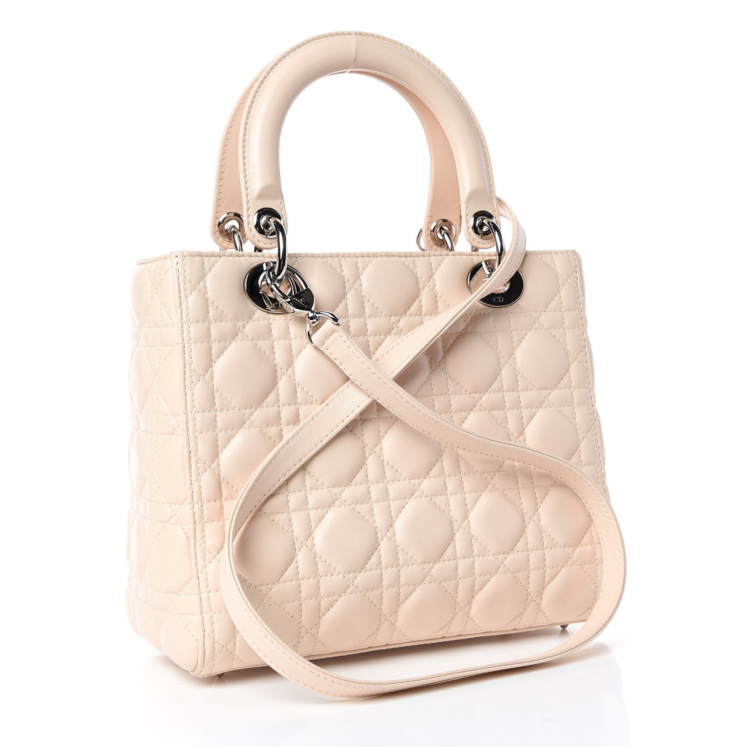 Christian Dior Lambskin Cannage Medium Lady Dior Light Beige 3 of 9