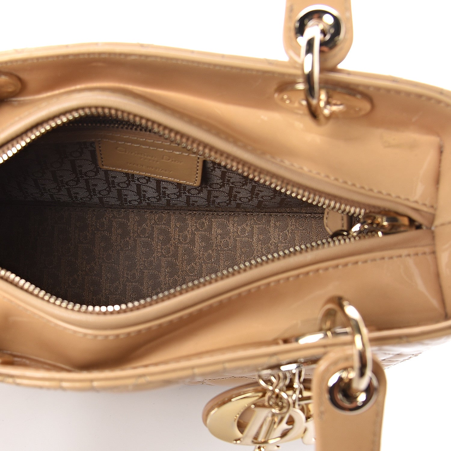 Christian Dior Patent Cannage Medium Lady Dior Beige 4 of 7