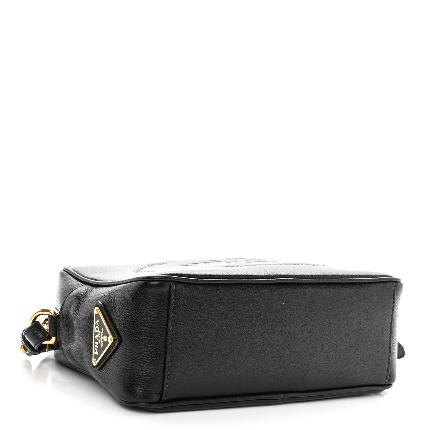 Glace Calfskin Embossed Logo Crossbody Black