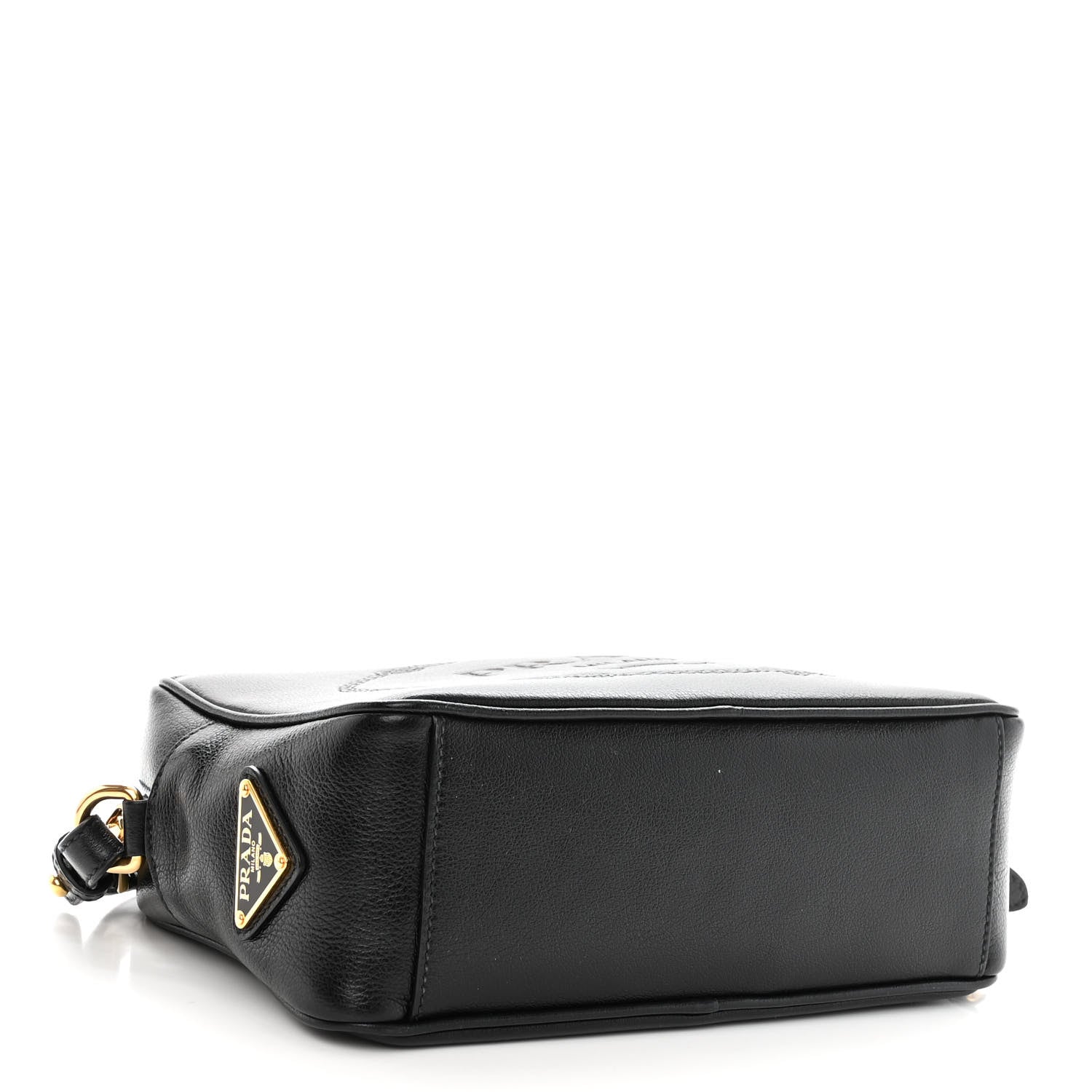 Prada Glace Calfskin Embossed Logo Crossbody Black 4 of 9