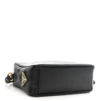 Prada Glace Calfskin Embossed Logo Crossbody Black 4 of 9