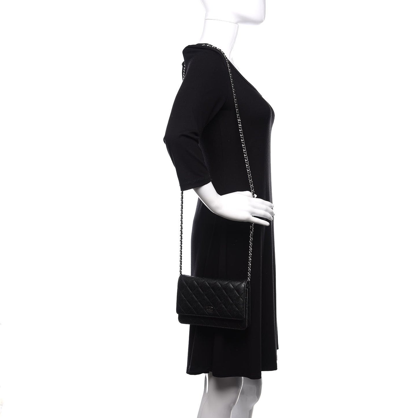 Caviar Quilted Wallet On Chain WOC Black