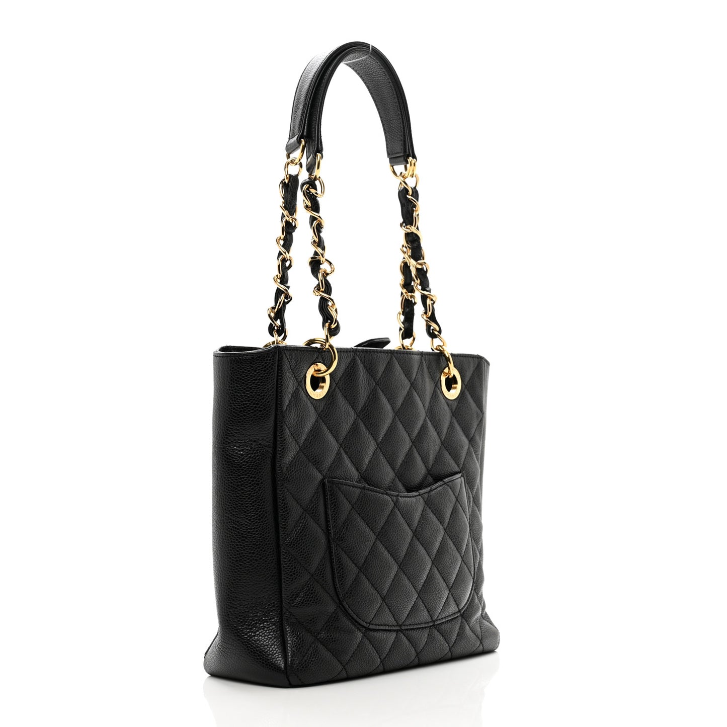 Caviar Quilted Petit Shopping Tote PST Black