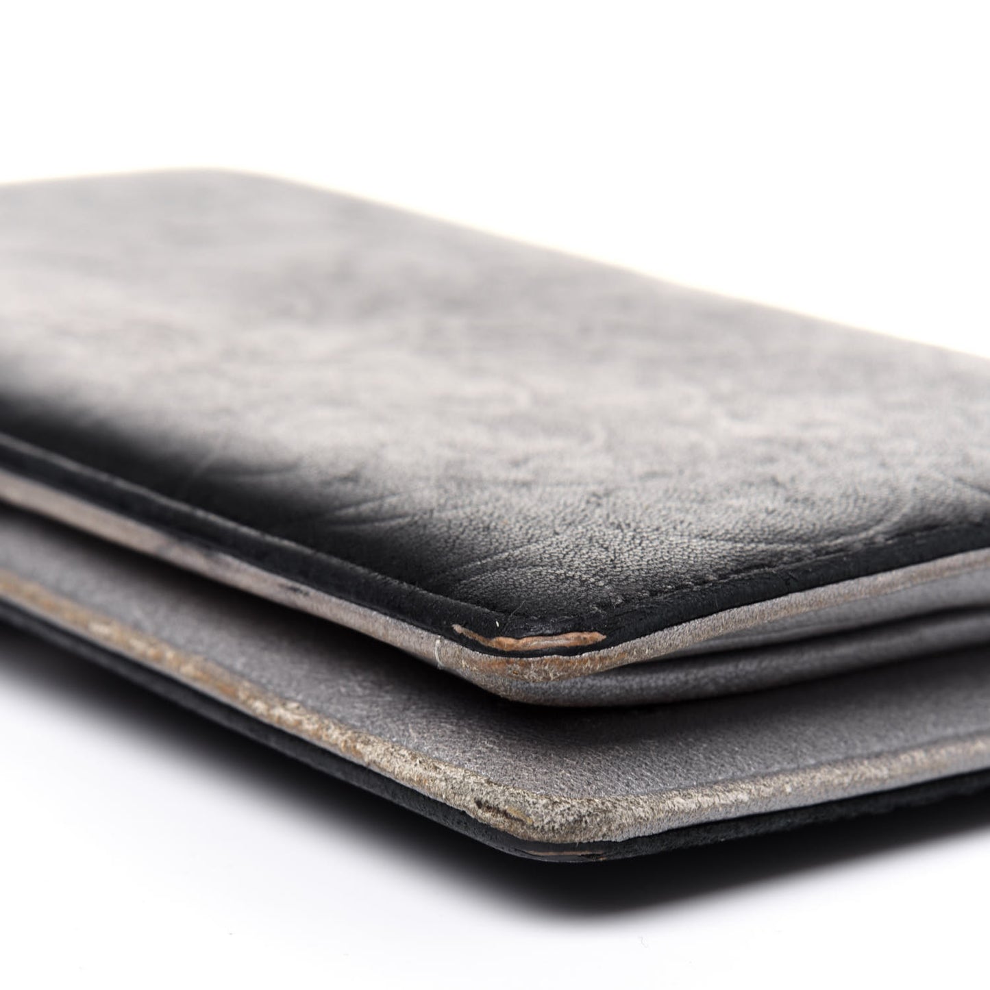 Lambskin Camellia Embossed Yen Wallet Black