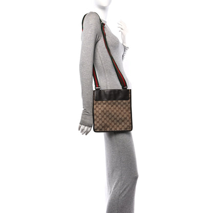 Gucci GG Monogram Web Messenger Crossbody Bag Dark Brown 2 of 11