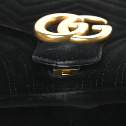Gucci Velvet Matelasse Medium GG Marmont Shoulder Bag Black 15 of 16