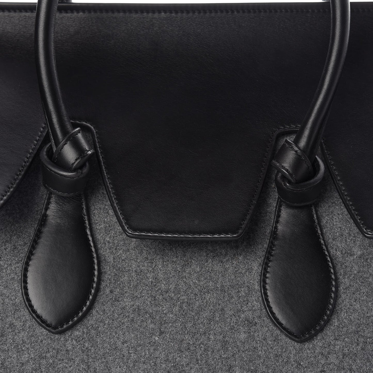 Felt Calfskin Large Tie Knot Tote Grey Black