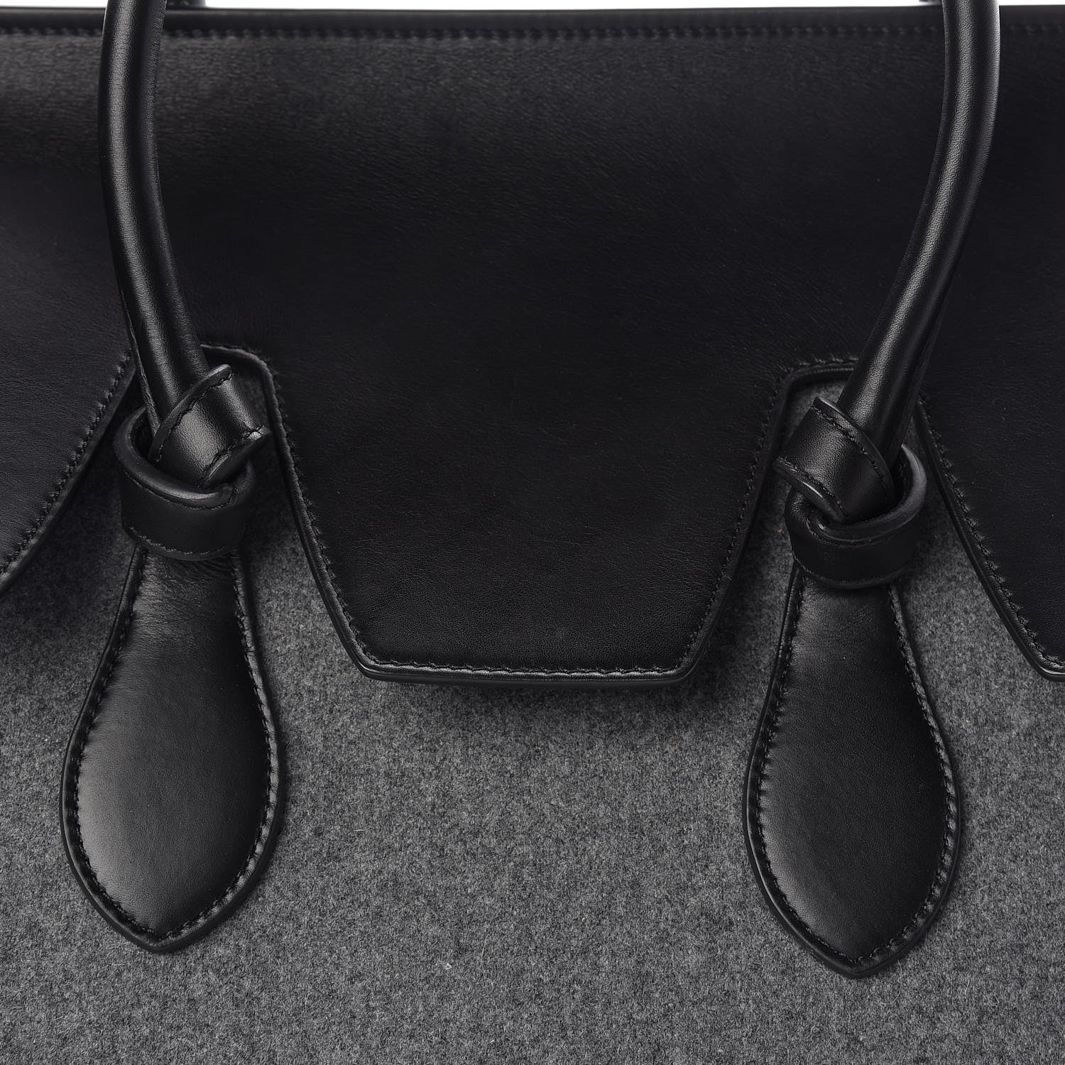 Celine Felt Calfskin Large Tie Knot Tote Grey Black 8 of 10