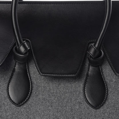 Celine Felt Calfskin Large Tie Knot Tote Grey Black 8 of 10