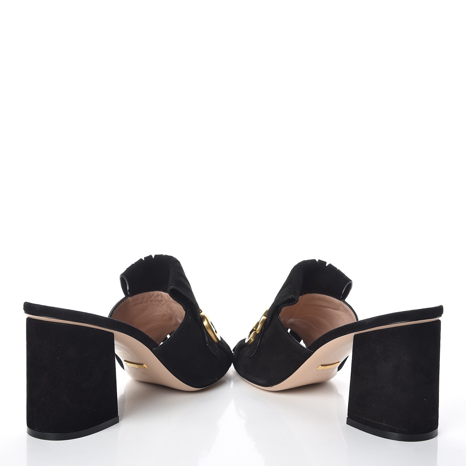 Gucci Kid Scamosciato GG Marmont Fringe 75mm Slide Sandals 41 Black 6 of 11