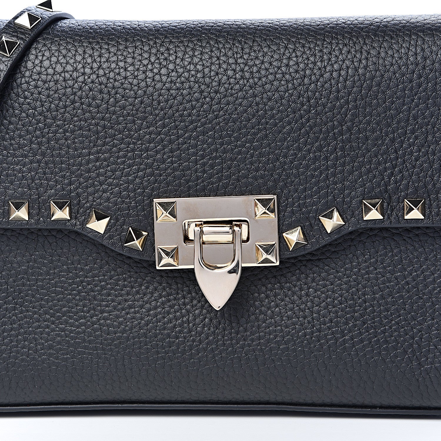 Valentino Garavani Pebbled Calfskin Medium Rockstud Flip Lock Crossbody Bag Black 7 of 9