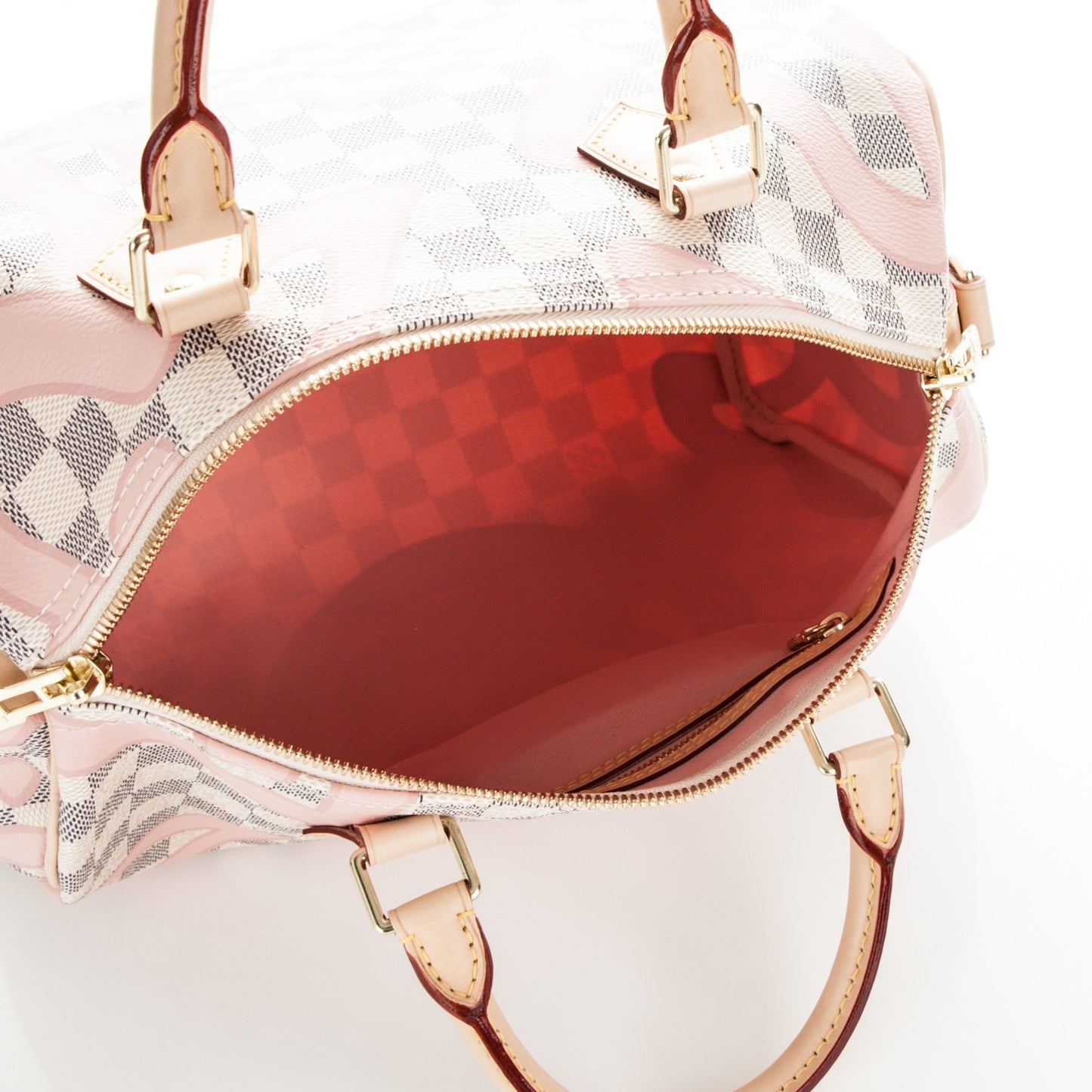 Damier Azur Tahitienne Speedy Bandouliere 30 Rose Ballerine