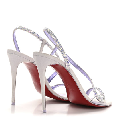 Christian Louboutin Suede Crystal Strass Rosalie 100 Sandals 40 Lilac Smoke 5 of 9