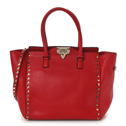 Valentino Garavani Vitello Rockstud Double Handle Tote Red 1 of 8