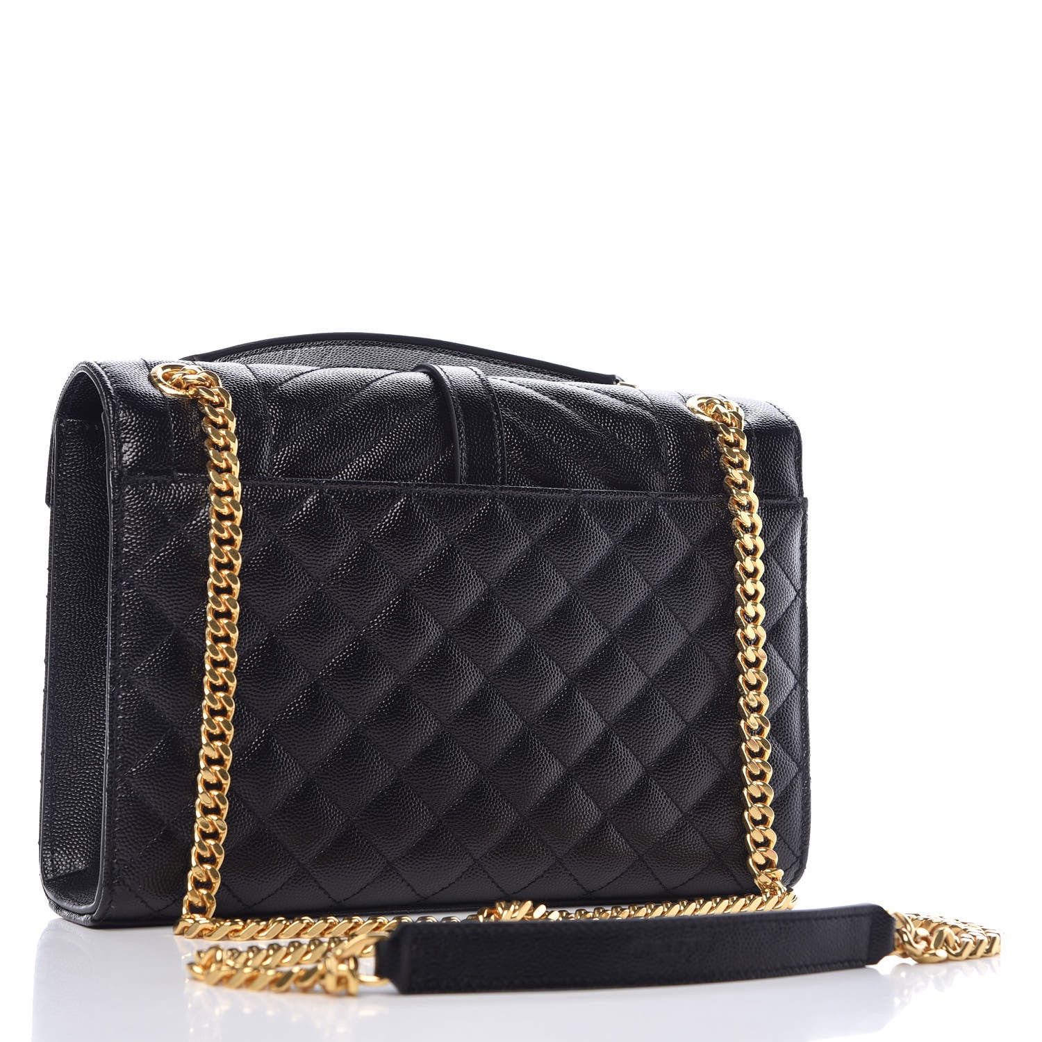 Saint Laurent Grain De Poudre Textured Mixed Matelasse Triquilt Medium Monogram Satchel Black 4 of 9