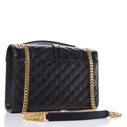Saint Laurent Grain De Poudre Textured Mixed Matelasse Triquilt Medium Monogram Satchel Black 4 of 9