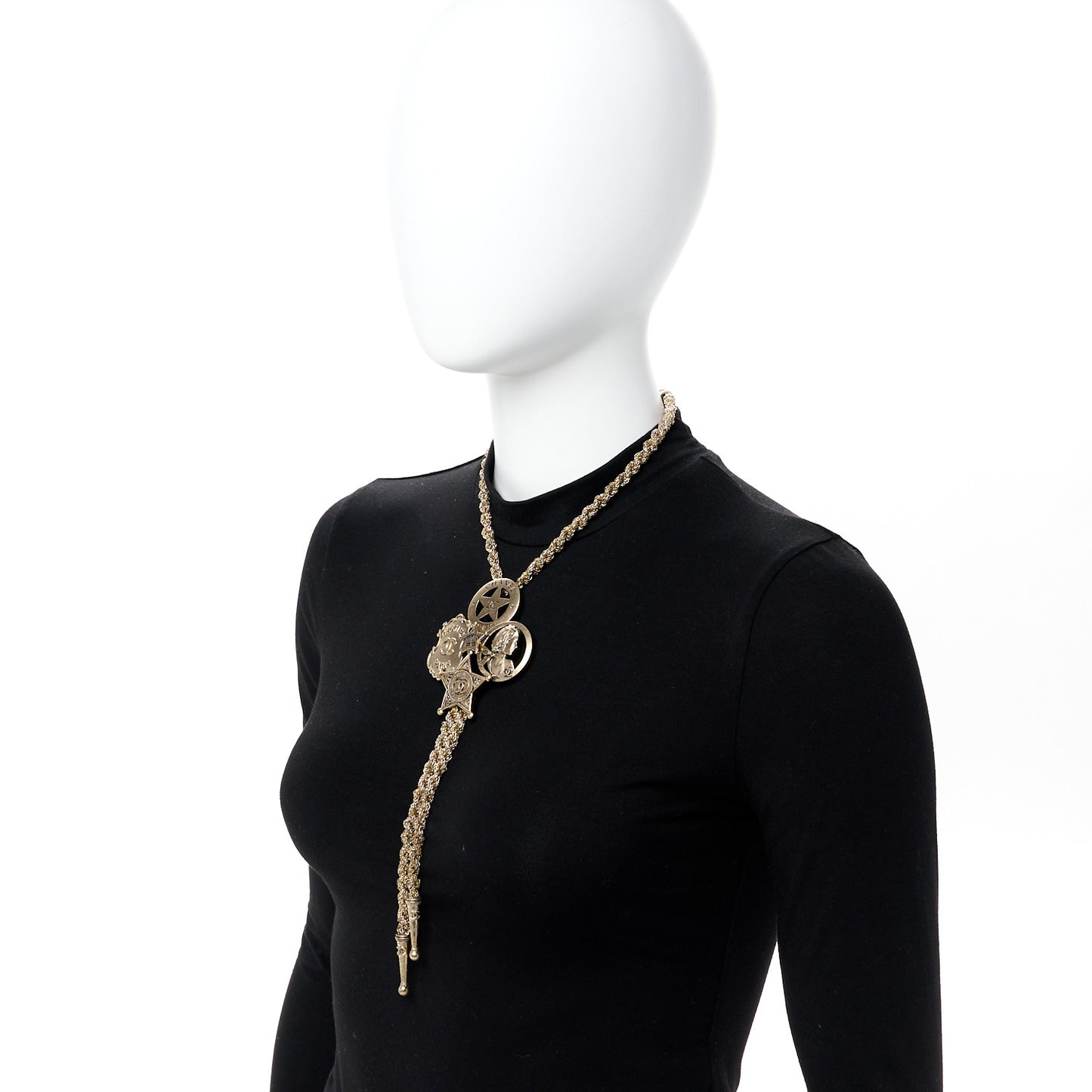 Metal Paris Dallas CC Sheriff Badge Star Bolo Necklace Gold