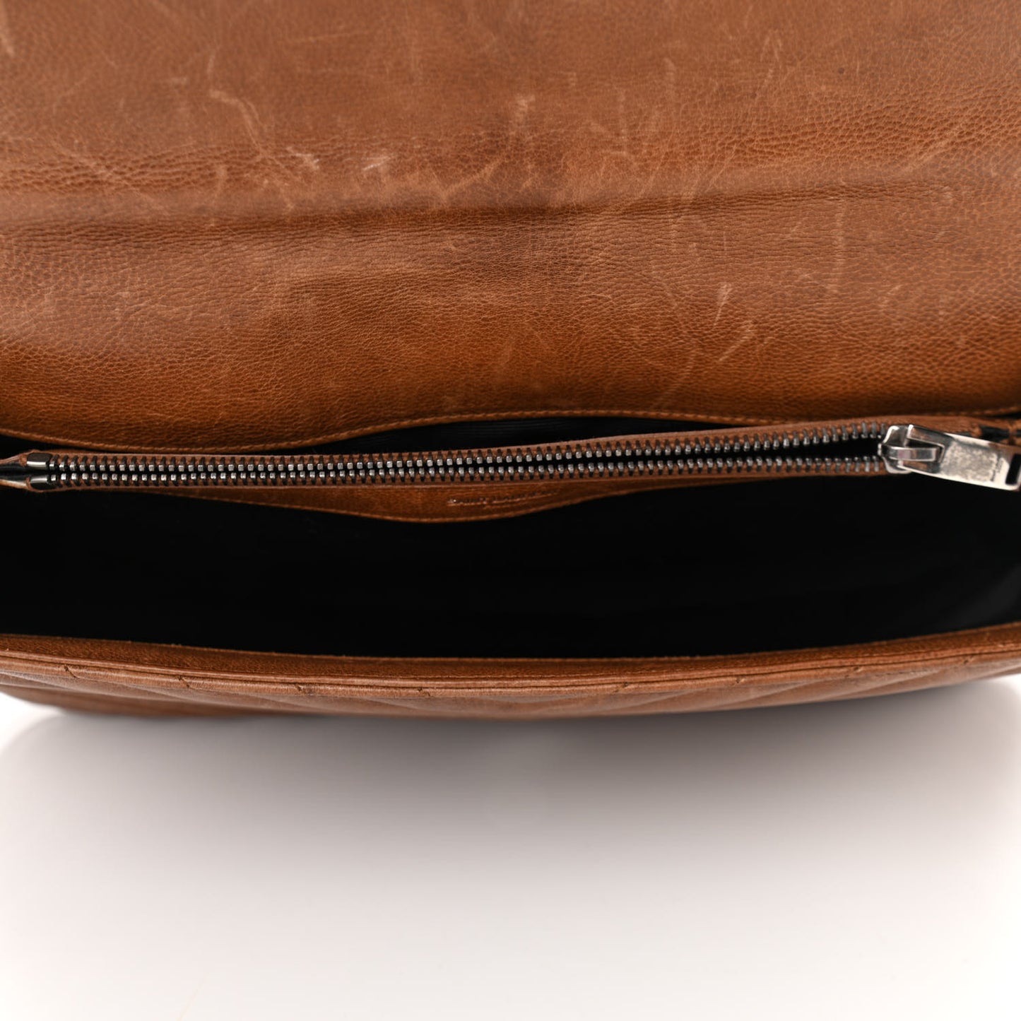 Calfskin Matelasse Chevron Monogram Large College Bag Cognac