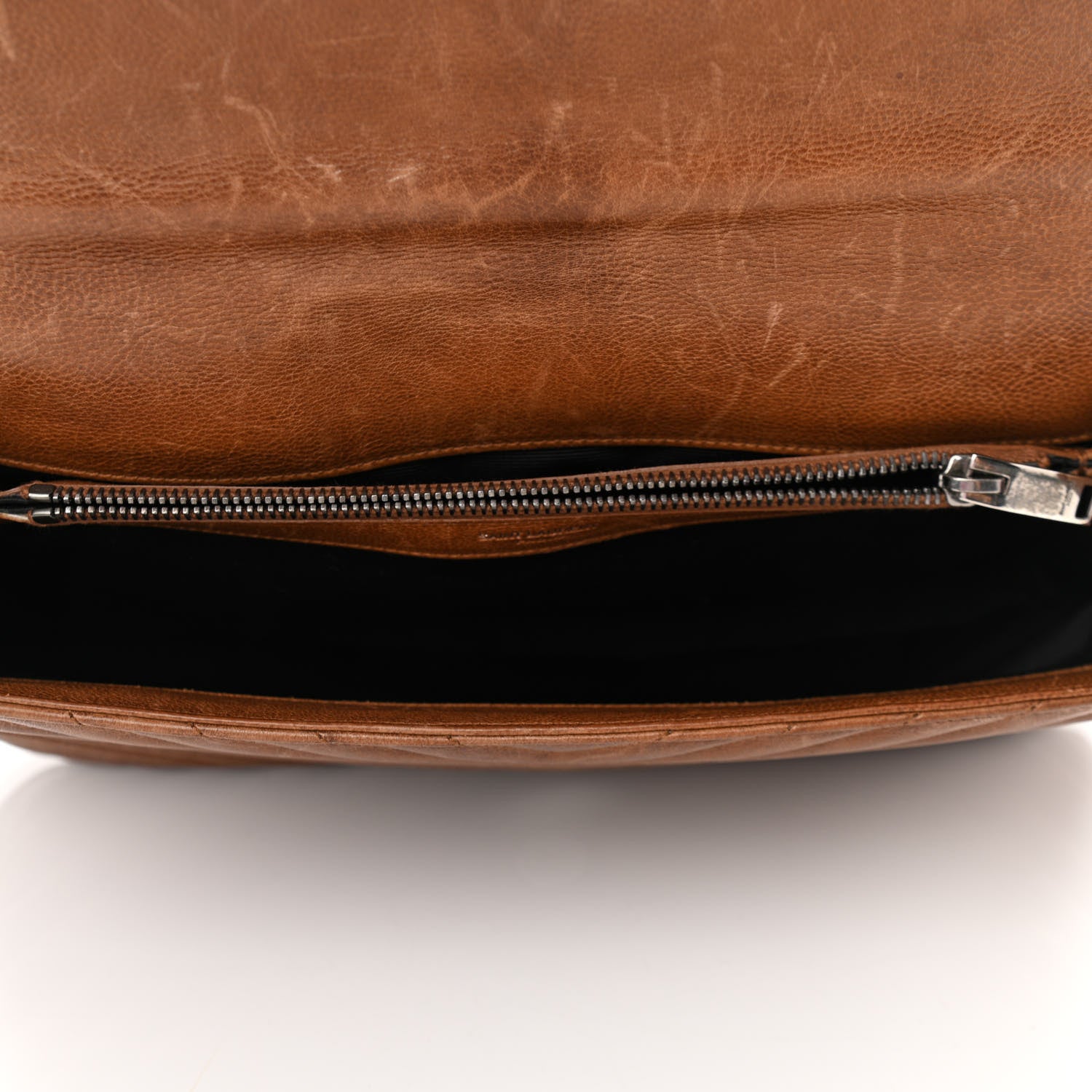 Saint Laurent Calfskin Matelasse Chevron Monogram Large College Bag Cognac 5 of 11