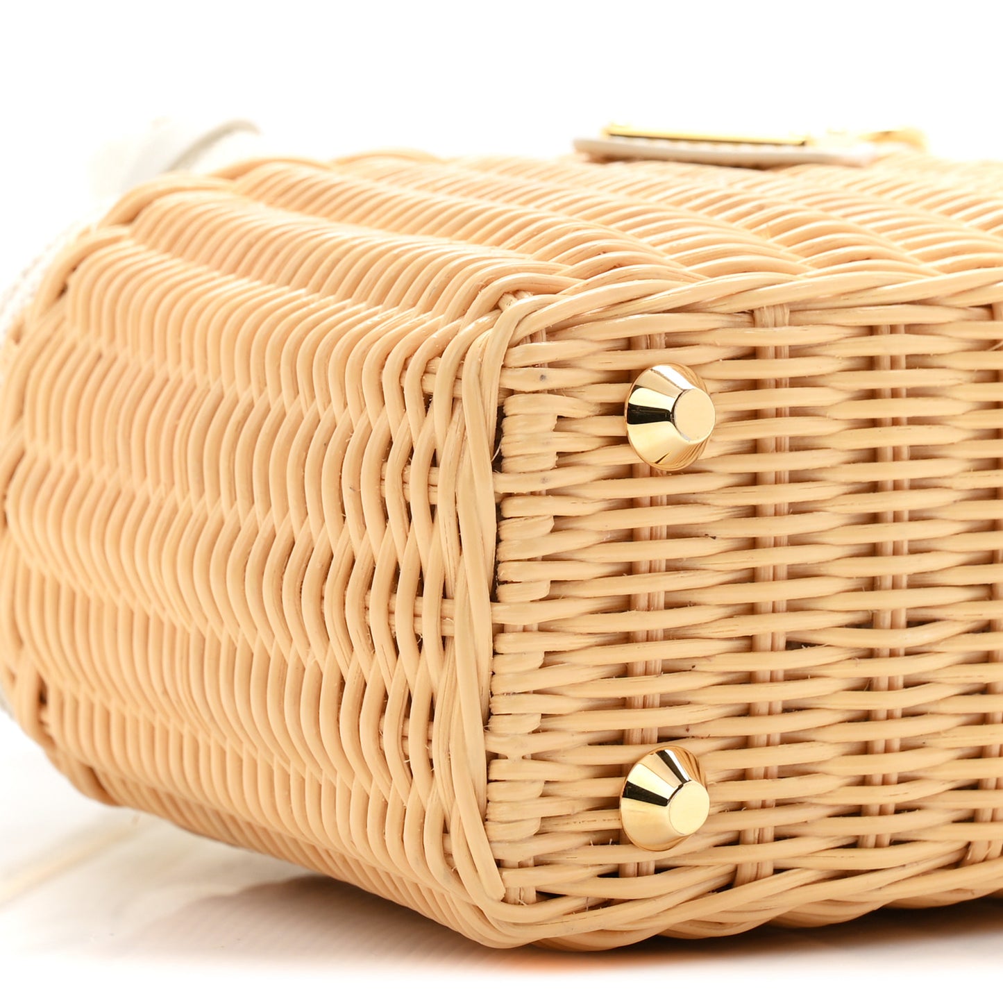 Wicker Canvas Mini Tote Naturale White