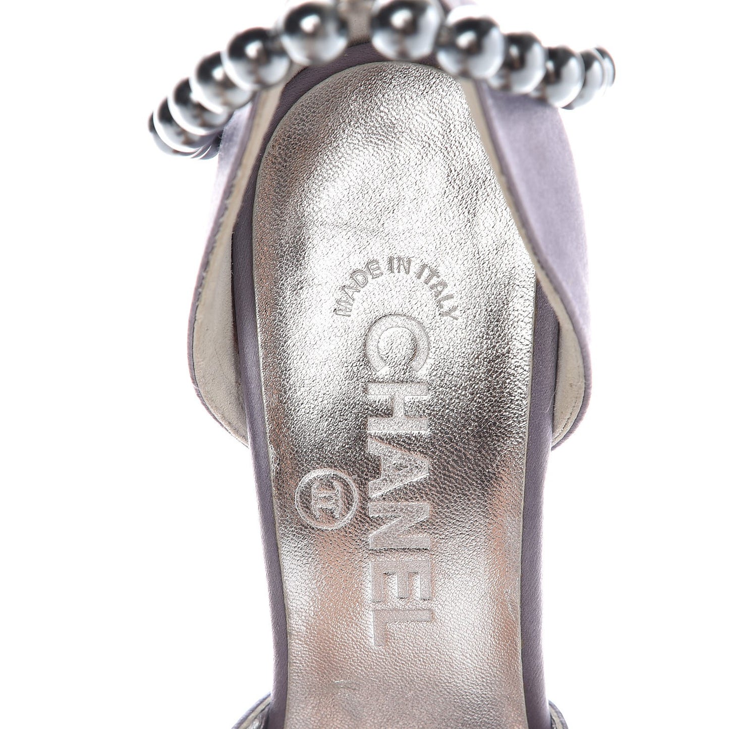 Satin Pearl Ankle Strap Pumps 37 Purple