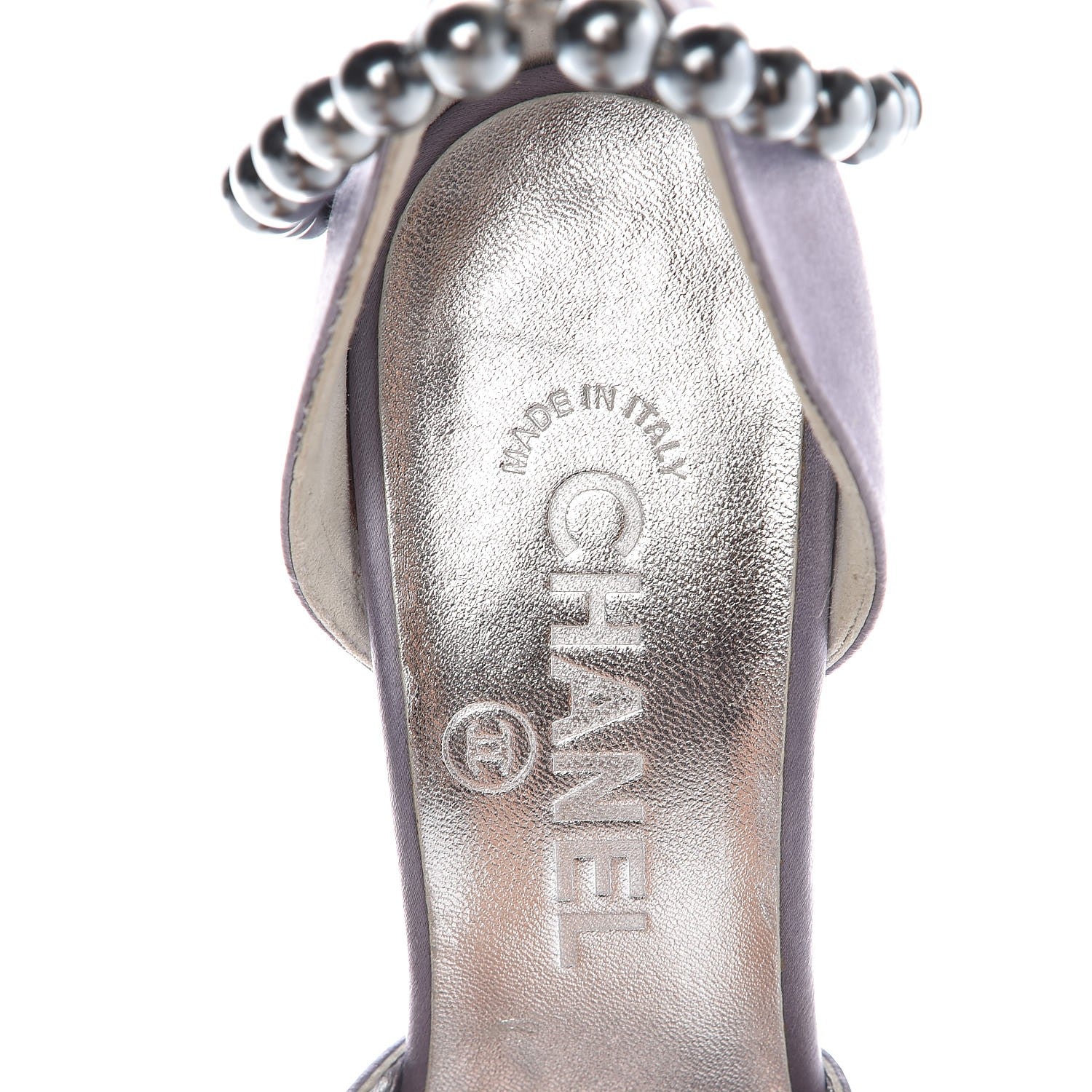 Chanel Satin Pearl Ankle Strap Pumps 37 Purple 7 of 10