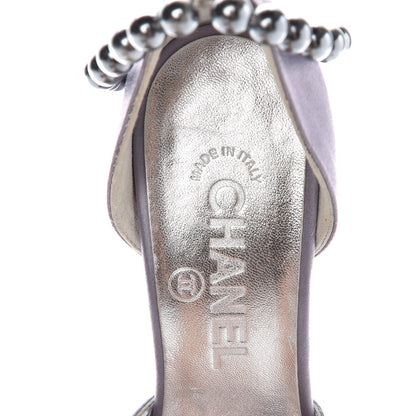 Chanel Satin Pearl Ankle Strap Pumps 37 Purple 7 of 10