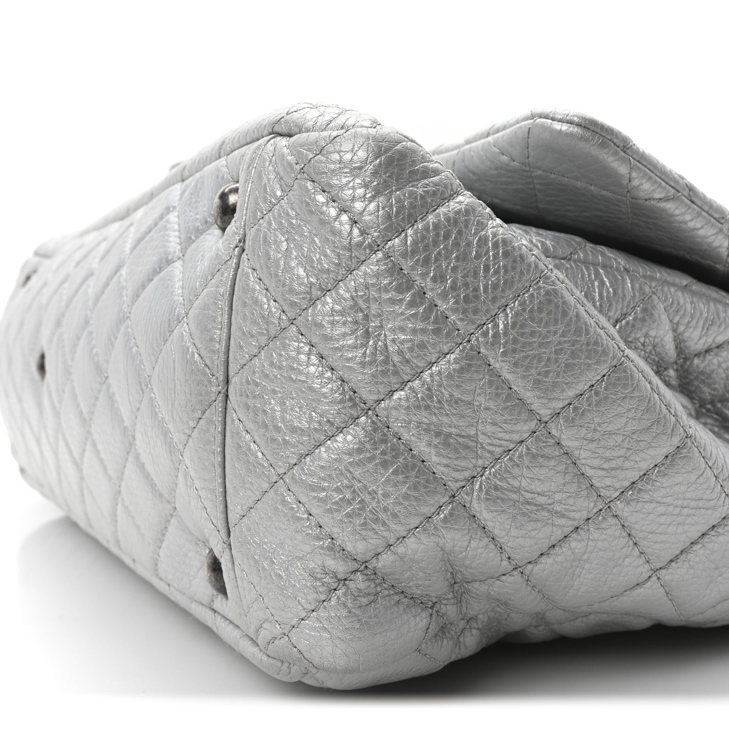 Chanel Metallic Calfskin Quilted XXL Travel Flap Bag Silver 10 of 10