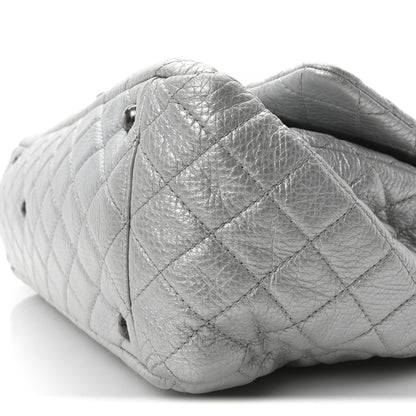 Chanel Metallic Calfskin Quilted XXL Travel Flap Bag Silver 10 of 10