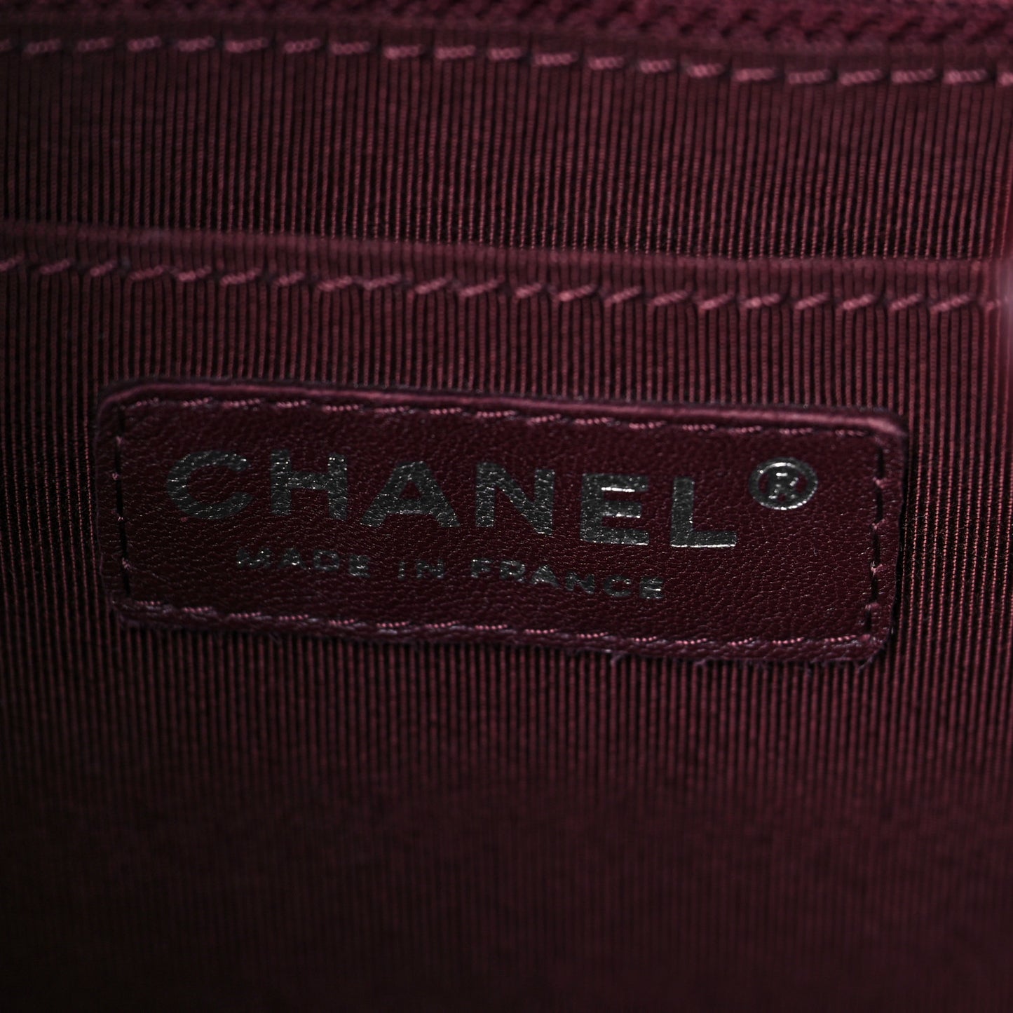 Deerskin Chevron Small CC Chain Bucket Bag Burgundy