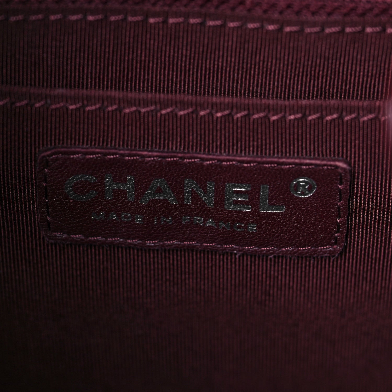 Chanel Deerskin Chevron Small CC Chain Bucket Bag Burgundy 6 of 8
