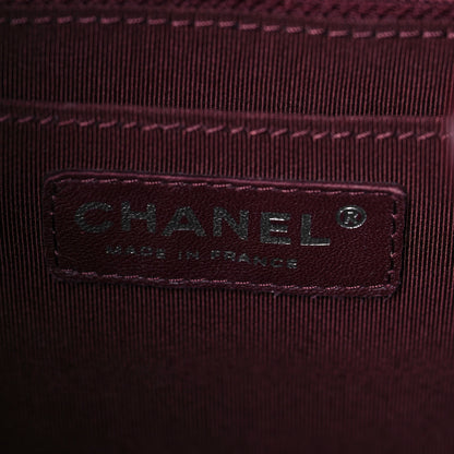 Chanel Deerskin Chevron Small CC Chain Bucket Bag Burgundy 6 of 8