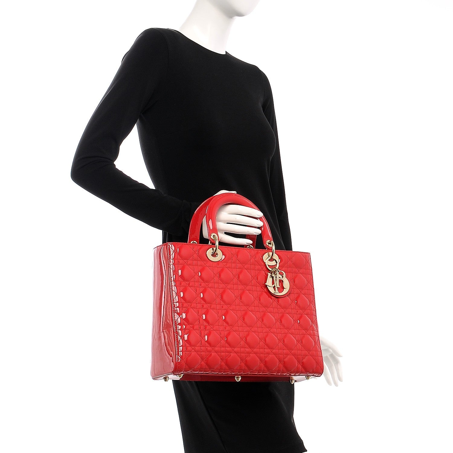 Christian Dior Patent Cannage Large Lady Dior Red 2 of 6