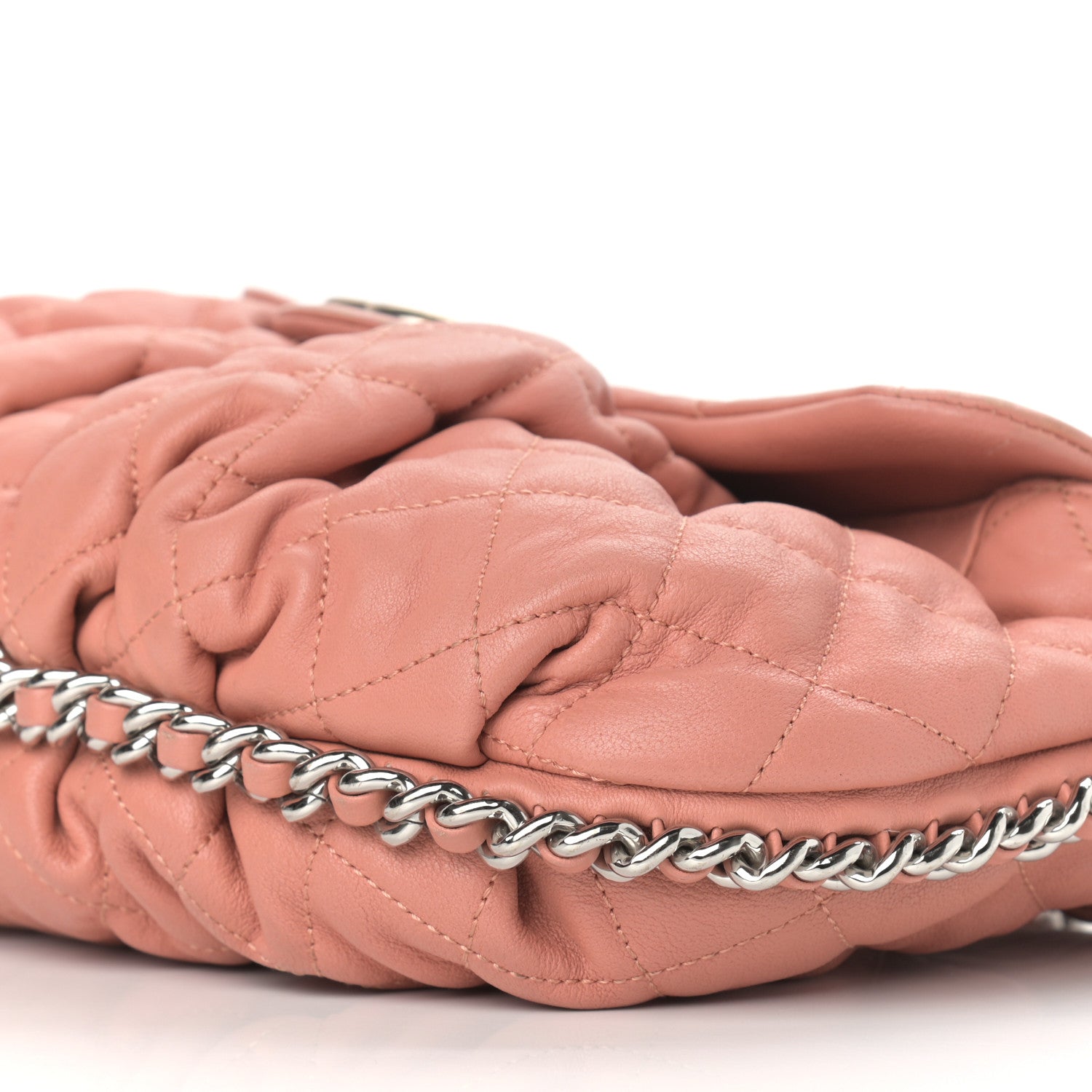 Chanel Washed Lambskin Quilted Medium Chain Around Messenger Salmon 9 of 13