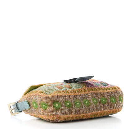 Fendi Wool Embroidered Beaded Lizard Baguette Multicolor 4 of 8