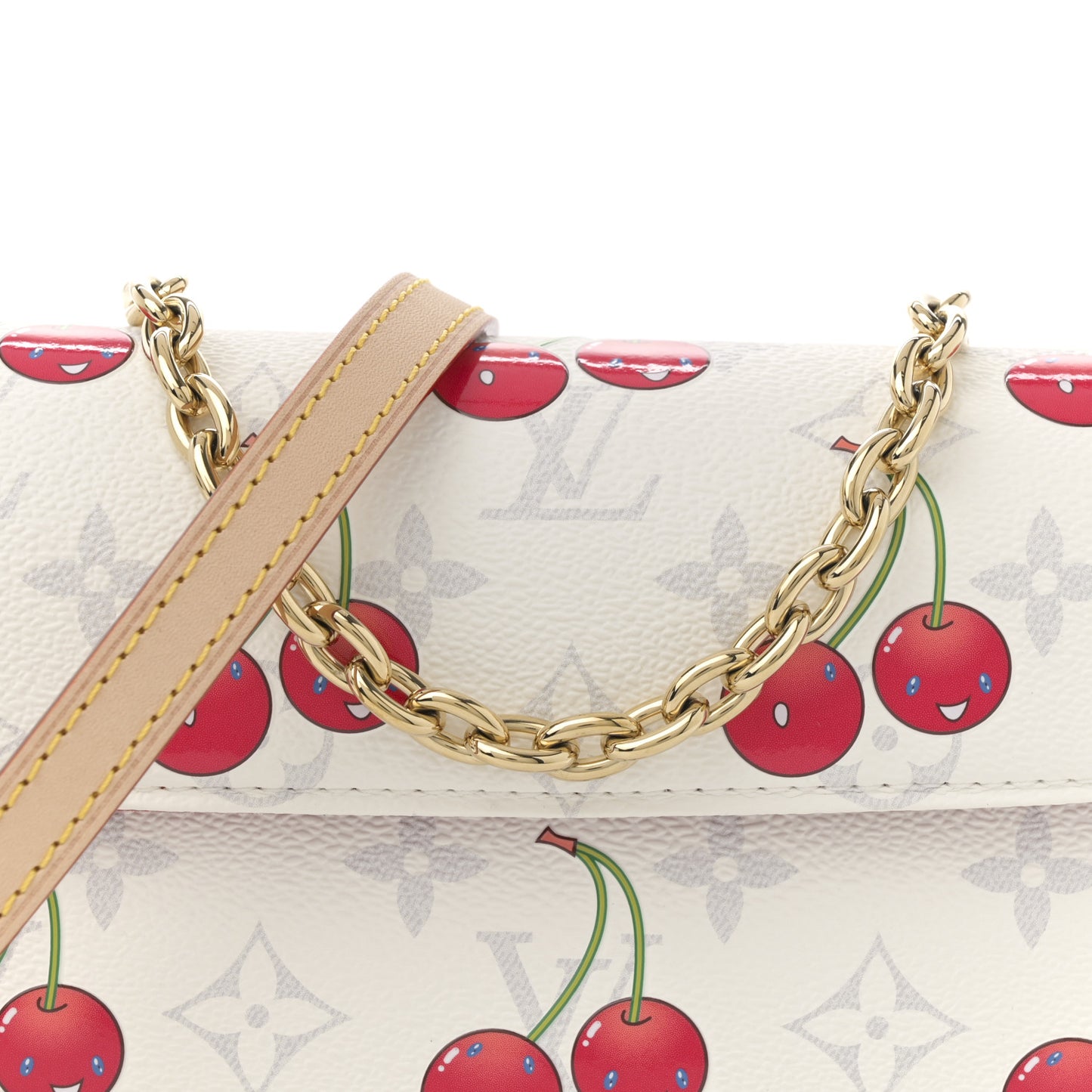 LV X TM Monogram Cerises Ivy Wallet On Chain White