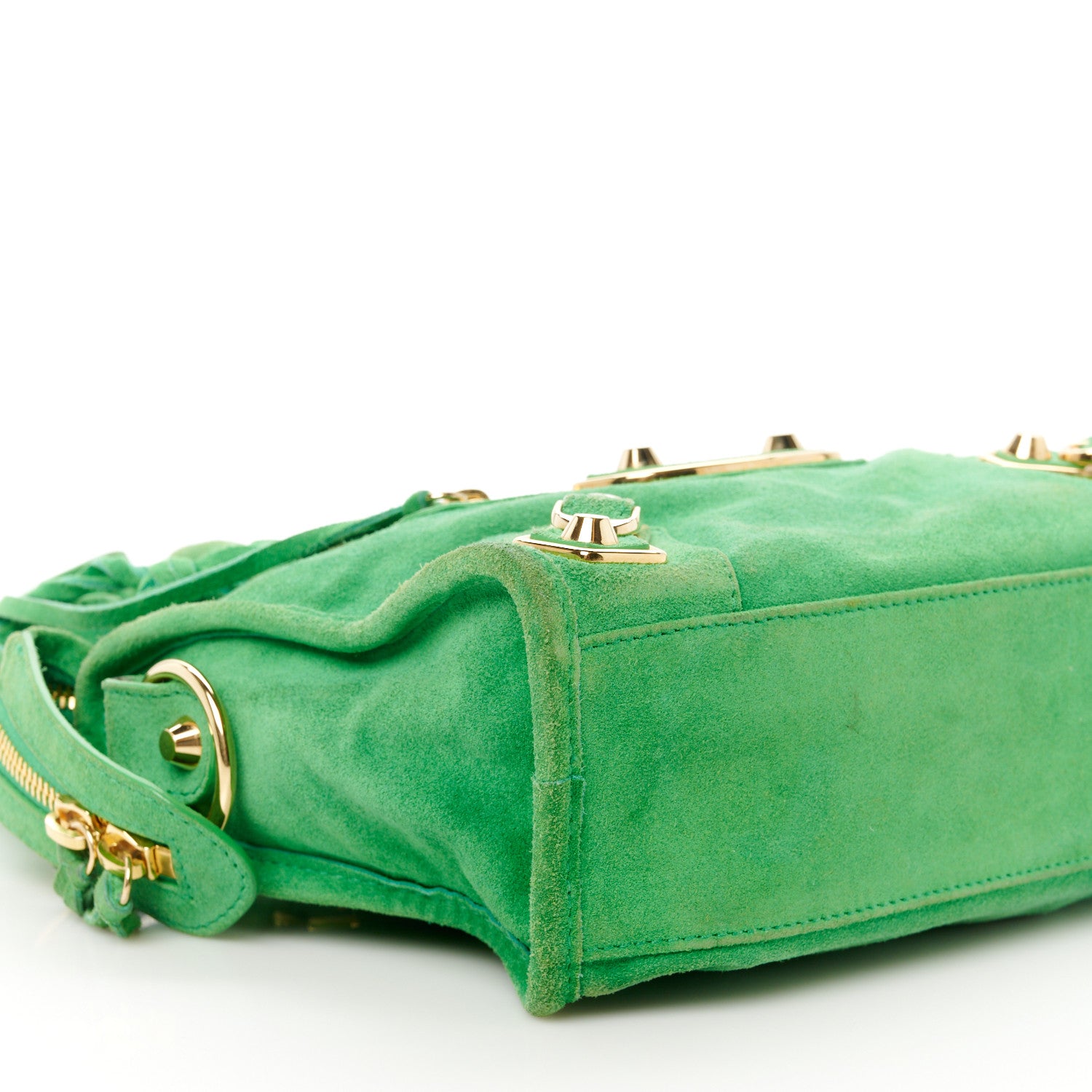 Balenciaga Baby Daim Suede Gold Metallic Edge Hardware Mini City Vert Fluo 11 of 15