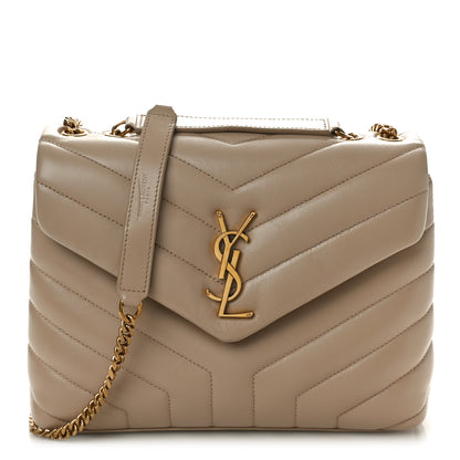 Saint Laurent Calfskin Y Quilted Monogram Small Loulou Chain Satchel Dark Beige 1 of 10