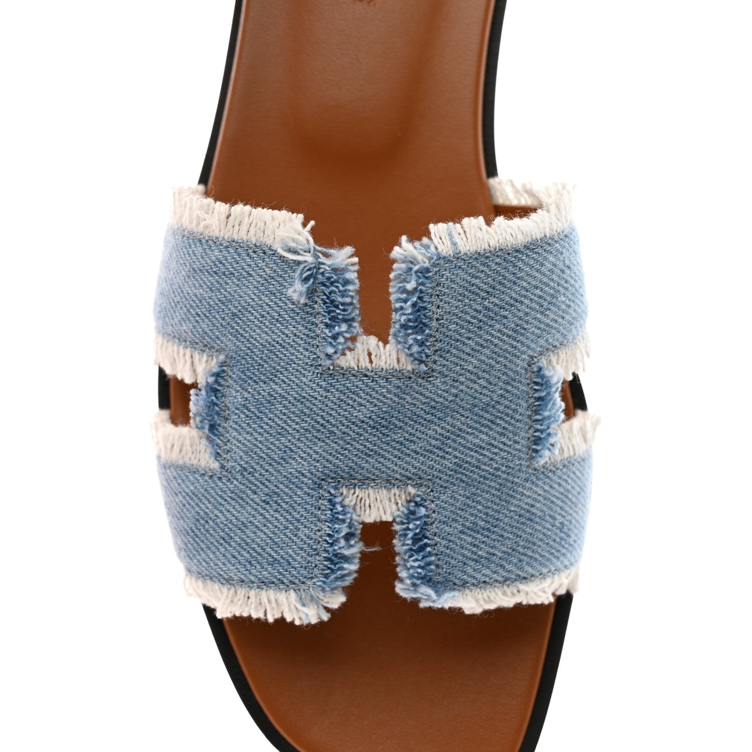 Hermes Denim Oran Fringe Sandals 36 Bleu Clair 10 of 12