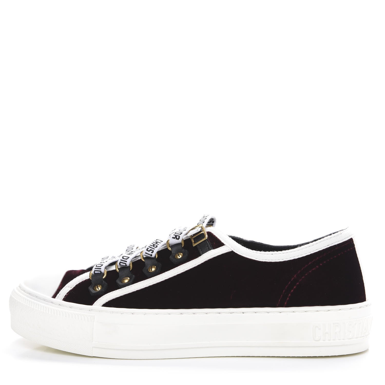 Christian Dior Velvet Walk'N'Dior Low Top Sneakers 37.5 Deep Amaranth 1 of 9