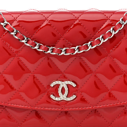 Chanel Patent Quilted Brilliant Wallet On Chain WOC Red 8 of 10