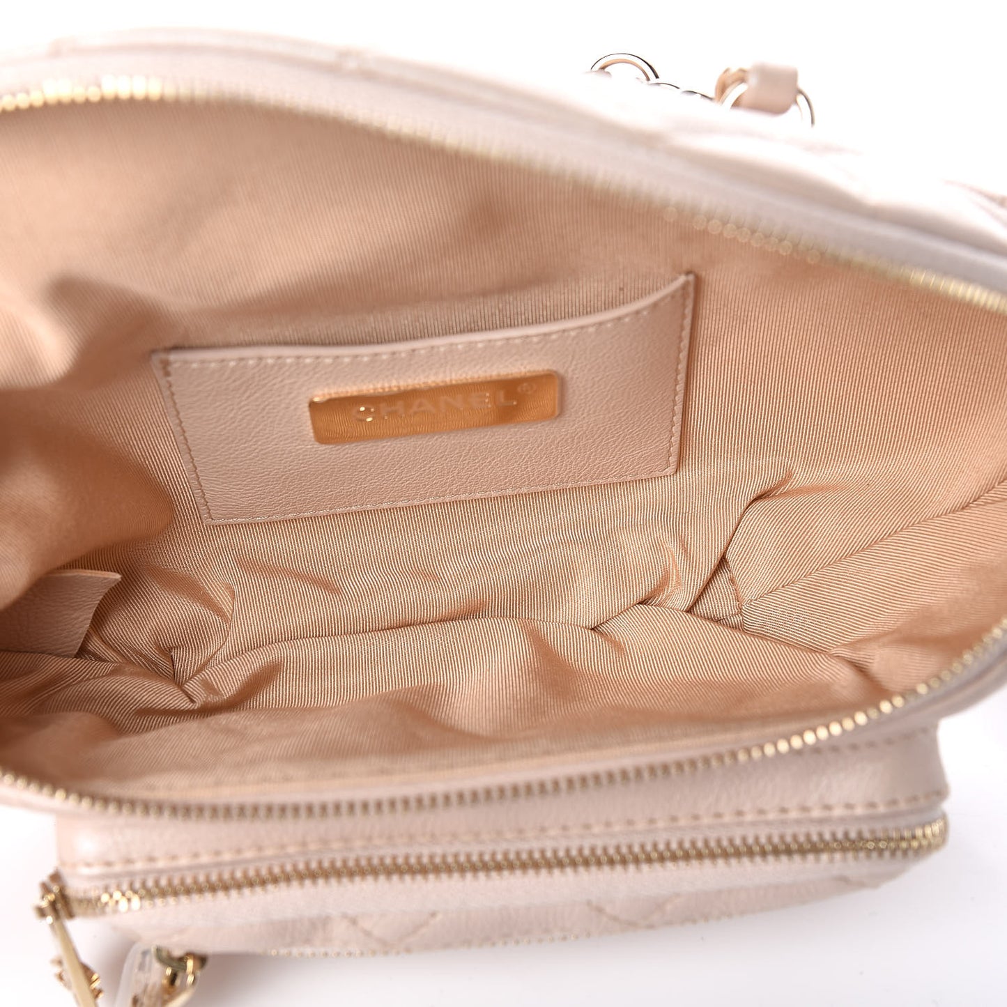 Iridescent Calfskin Quilted All About Waist Belt Bag Beige