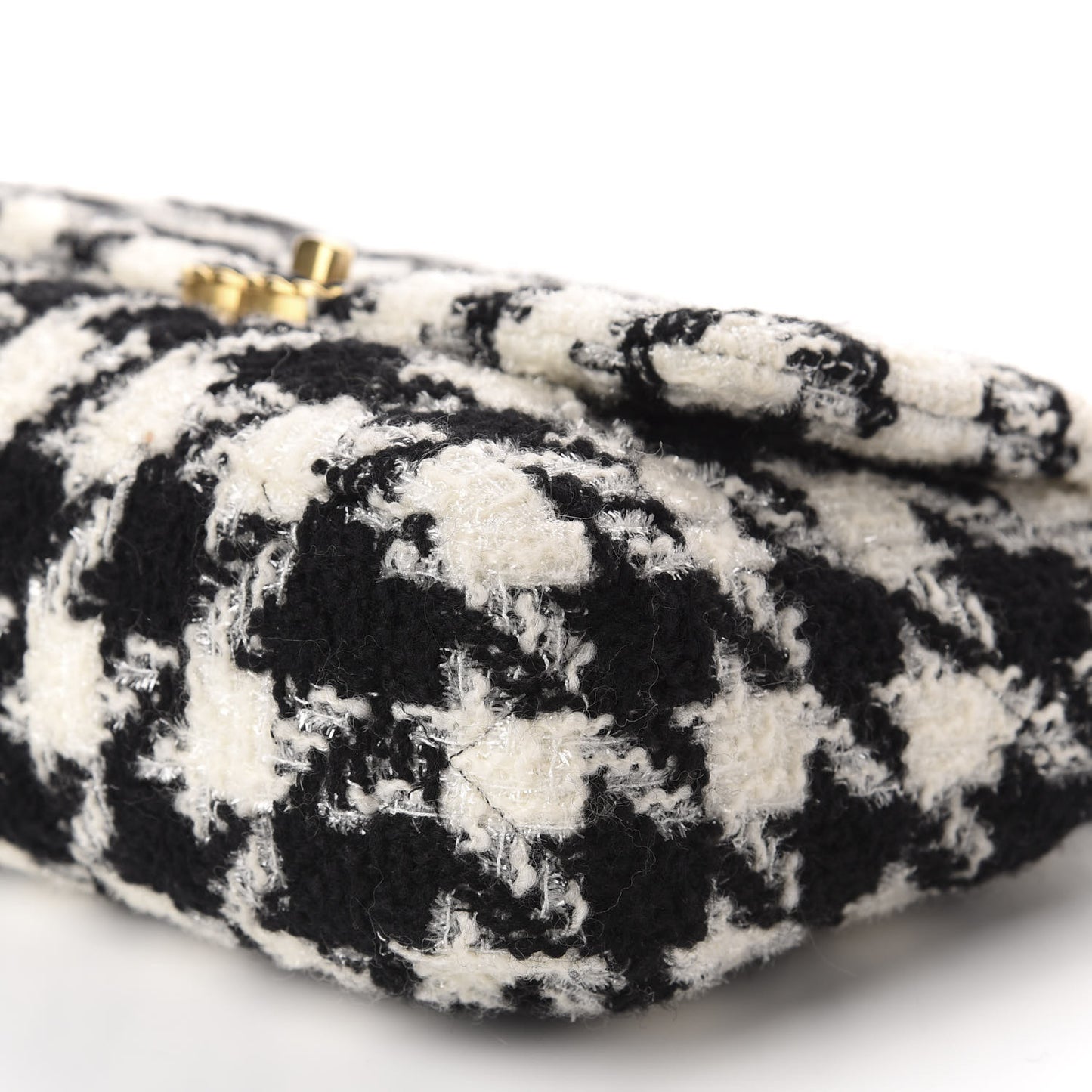 Tweed Quilted Medium 19 Flap Black Ecru White