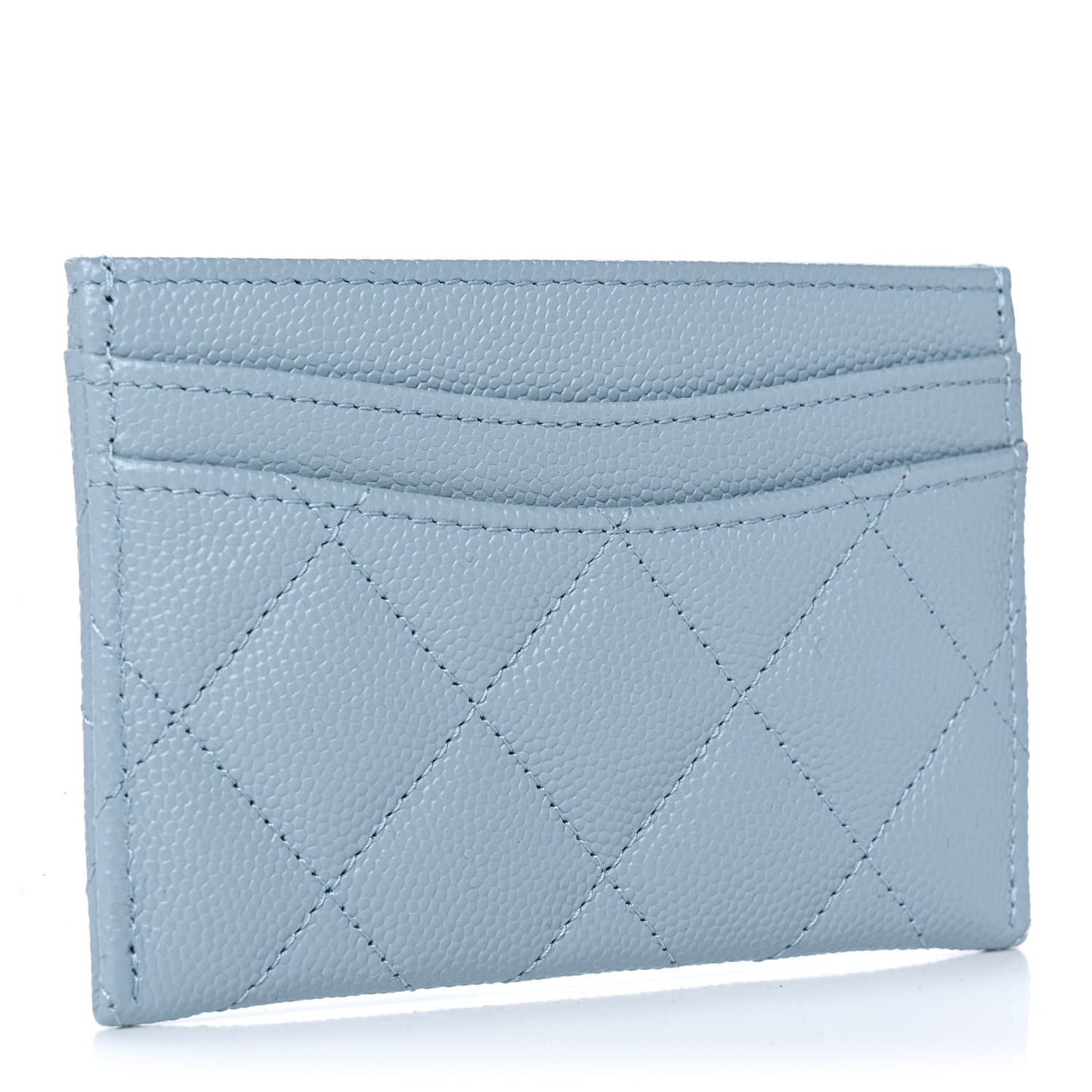 Caviar Quilted Card Holder Light Blue