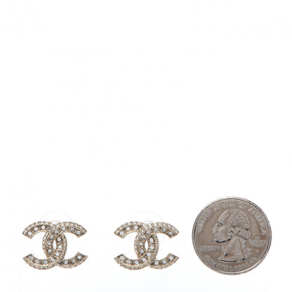 Chanel Crystal Timeless CC Earrings Light Gold 2 of 5
