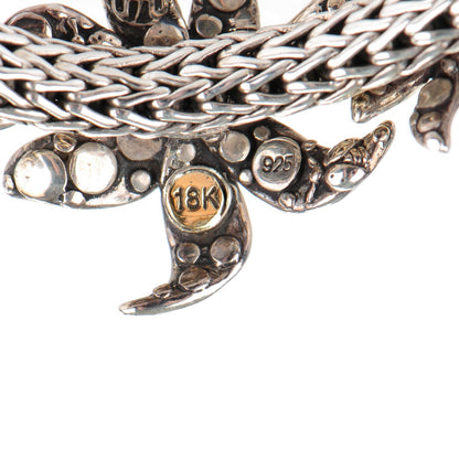 John Hardy 18K Yellow Gold Sterling Silver Ayu Frangipani Flower Classic Chain Bracelet M 4 of 6