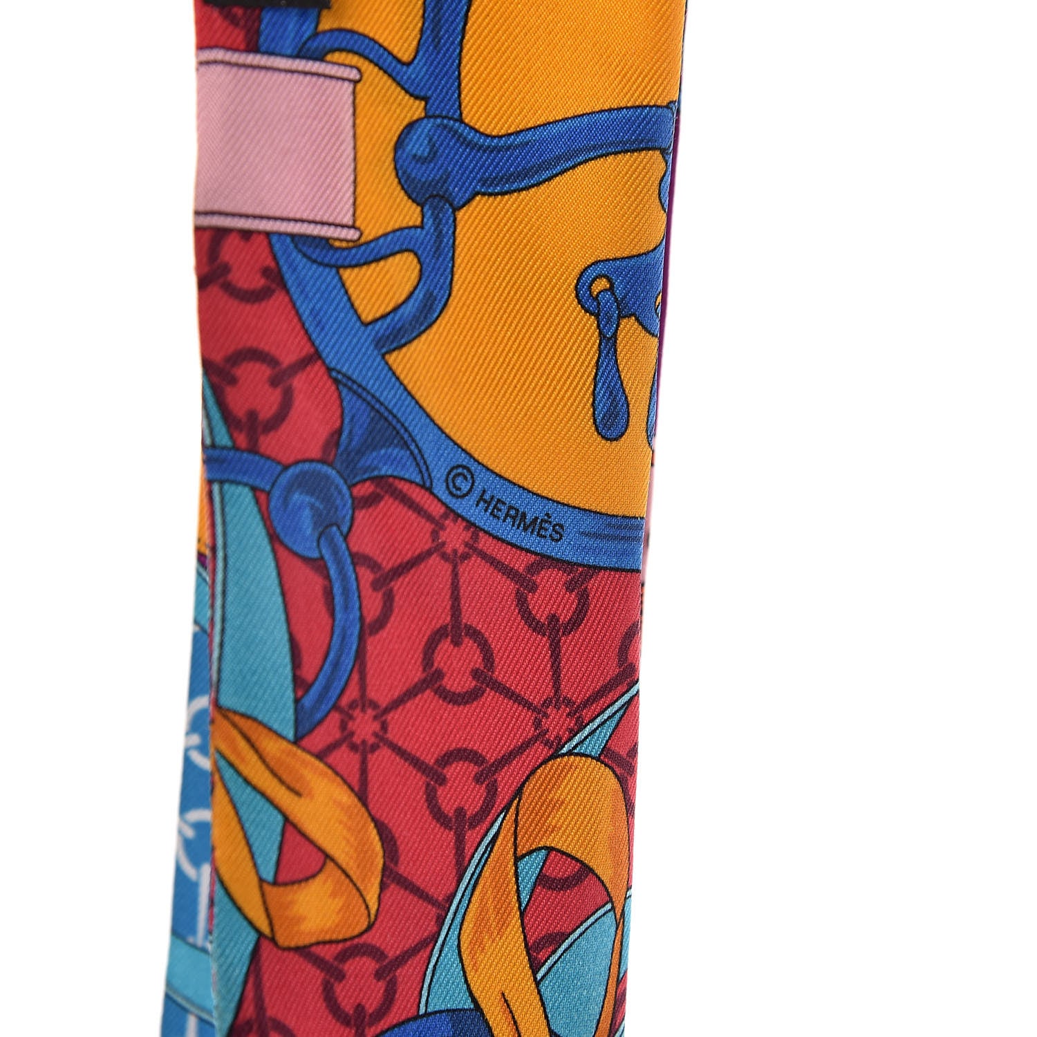 Hermes Silk La Promenade Du Matin Twilly Bleu Fuchsia Rouge 4 of 6